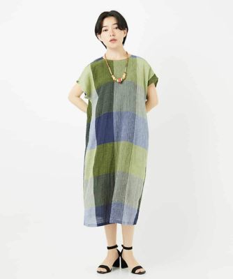 ［日本製］コットンレーヨンランダムチェックワンピース