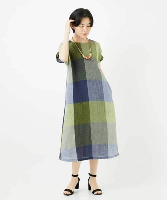 ［日本製］コットンレーヨンランダムチェックワンピース