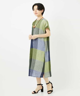 ［日本製］コットンレーヨンランダムチェックワンピース