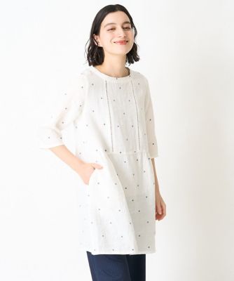 ハシゴレースデザインリネンチュニック