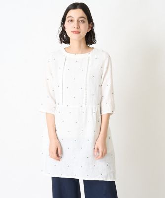 ハシゴレースデザインリネンチュニック