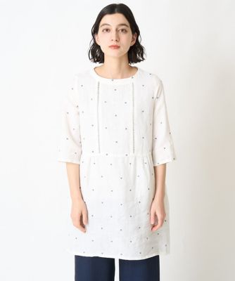 ハシゴレースデザインリネンチュニック