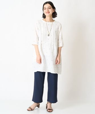 ハシゴレースデザインリネンチュニック
