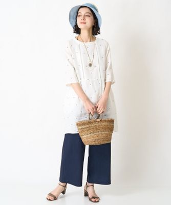 ハシゴレースデザインリネンチュニック