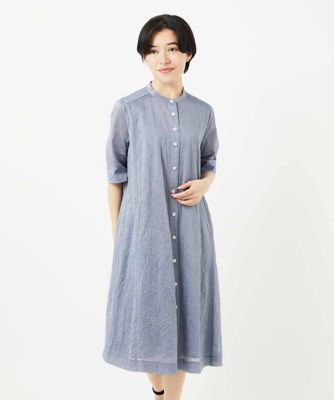 先染めボイルワッシャーワンピース