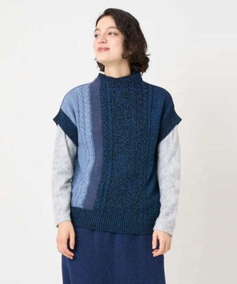 ＜GIANNI LO GIUDICE(Women/小さいサイズ)＞［日本製］ＳＩＬＥインターシャニットベスト