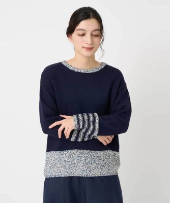 ＜GIANNI LO GIUDICE(Women/小さいサイズ)＞カスリパネルボーダーニット