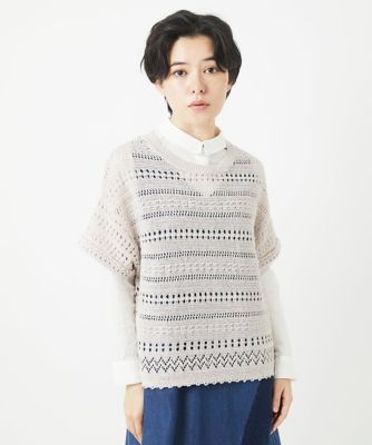 透かし編み半袖ニット