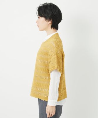 透かし編み半袖ニット