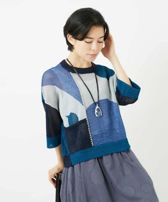 透かし柄インターシャプルオーバーニット 透かし柄インターシャプルオーバーニット | GIANNI LO GIUDICE