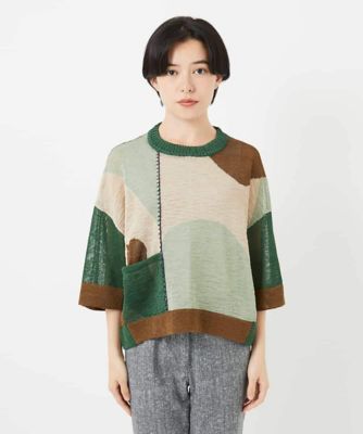 [洗える]透かし柄インターシャプルオーバーニット 透かし柄インターシャプルオーバーニット | GIANNI LO GIUDICE