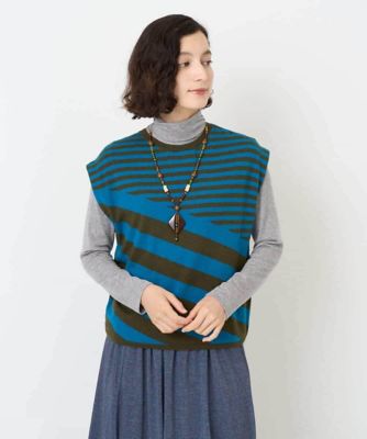 GIANNI LO GIUDICE(Women/小さいサイズ)/ジャンニロジュディチェ シルク混ボーダーニット 55ブルー系 トップス【三越伊勢丹/公式】