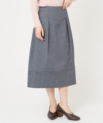 ＜GIANNI LO GIUDICE(Women/小さいサイズ)＞［洗える］デニム調先染めコットンスカート