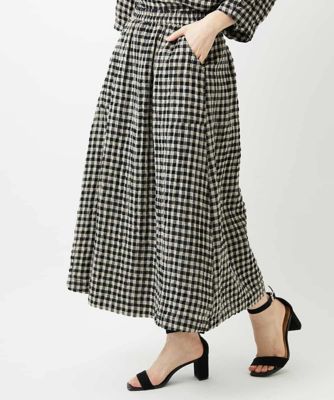 ＜GIANNI LO GIUDICE(Women/小さいサイズ)＞［セットアップ対応］リネンコットンギンガムチェックスカート