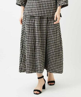 セットアップ対応］リネンコットンギンガムチェックスカート | GIANNI