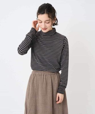 GIANNI LO GIUDICE(Women/小さいサイズ)/ジャンニロジュディチェ [日本製]ラグウォームボーダーカットソー 93ダークグレー トップス【三越伊勢丹/公式】