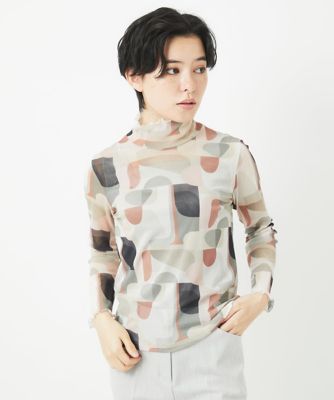 GIANNI LO GIUDICE / ジャンニ・ロ・ジュディチェ [洗える・日本製]アブストラクト柄サモーラチュールカットソー 日本製］アブストラクト柄サモーラチュールカットソー | GIANNI