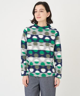 ＜GIANNI LO GIUDICE(Women/小さいサイズ)＞［洗える／日本製］ボーダードット総柄カットソー