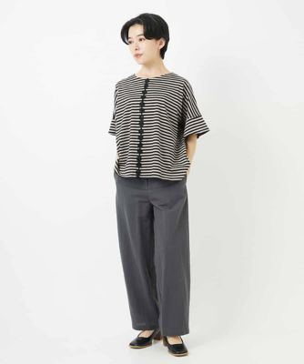 美品ギャラリービスコンティボーダー裾レース半袖カットソーT