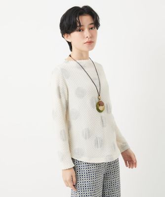 ［日本製］強撚コットンドットジャガードカットソー