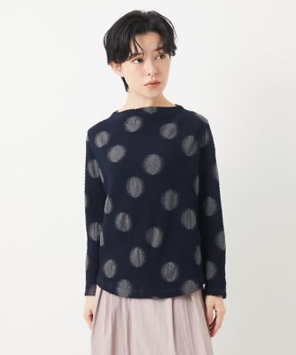 ［日本製］強撚コットンドットジャガードカットソー