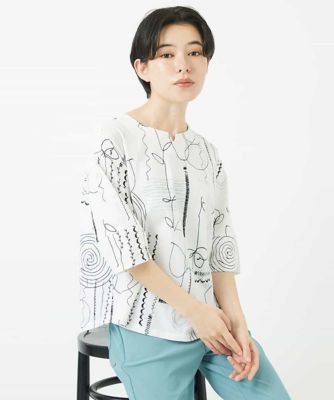 GIANNI LO GIUDICE(Women/小さいサイズ)/ジャンニロジュディチェ ［日本製］線描きフラワープリントカットソー