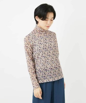 ぼかしフラワーハイネックプルオーバー