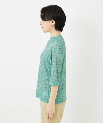 小付きフラワープリントハイネックプルオーバー