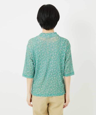 小付きフラワープリントハイネックプルオーバー