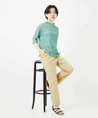 小付きフラワープリントハイネックプルオーバー