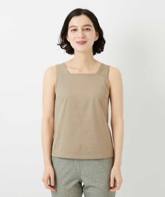 レオナール 日本製 ボタニカル美シルエットスクエアネック タンクトップ ベージュ スクエアネックリブタンクトップ｜WOMEN｜250ISC70-223E｜AZUL BY
