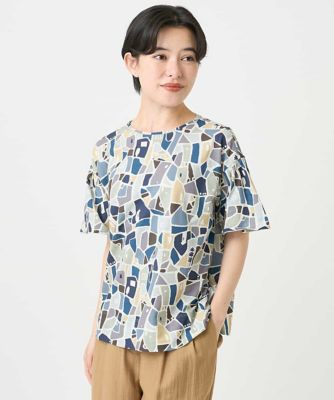 ［接触冷感・日本製］強撚コットン天竺プリントカットソー