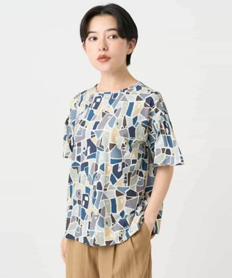 ［接触冷感・日本製］強撚コットン天竺プリントカットソー