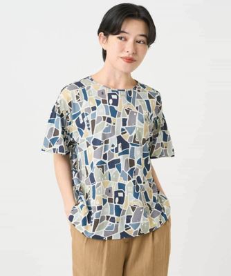 ［接触冷感・日本製］強撚コットン天竺プリントカットソー