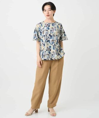 ［接触冷感・日本製］強撚コットン天竺プリントカットソー