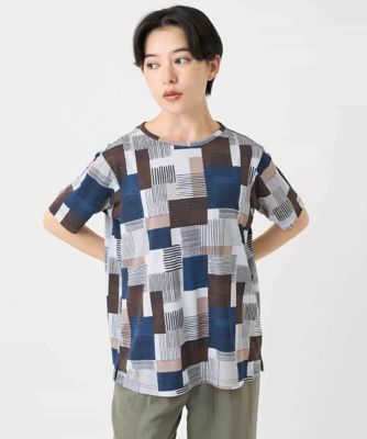 ［接触冷感・速乾］ルービックブロックプリントカットソー