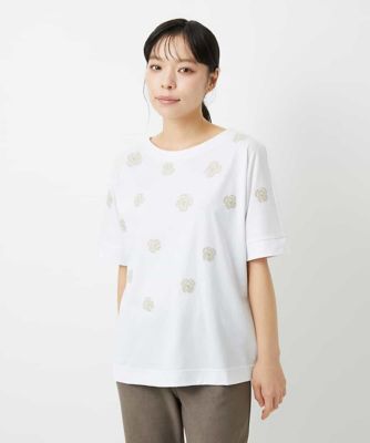 天竺フラワー刺繍カットソー | GIANNI LO GIUDICE(Women/小さいサイズ