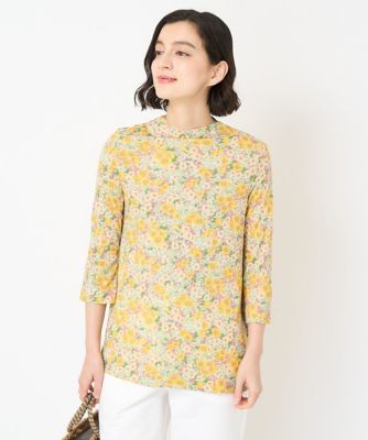 ＜GIANNI LO GIUDICE(Women/小さいサイズ)＞ＬＩＢＥＲＴＹプリント７分袖カットソー（ＧＬＯＲＩＡ　ＦＬＯＷＥＲ）