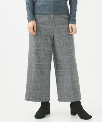 起毛チェックワイドストレートパンツ