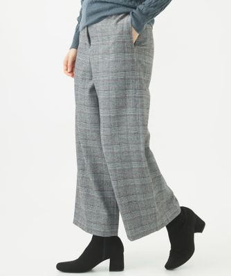 起毛チェックワイドストレートパンツ