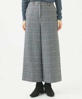 起毛チェックワイドストレートパンツ