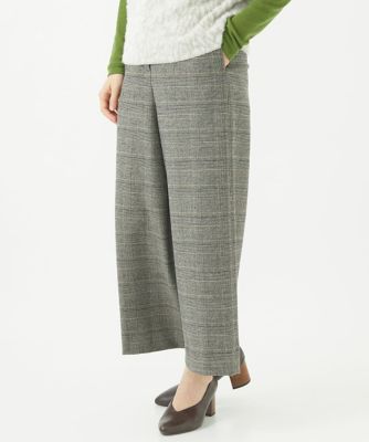 起毛チェックワイドストレートパンツ