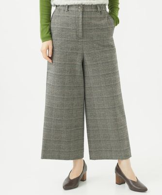 起毛チェックワイドストレートパンツ