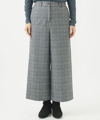 起毛チェックワイドストレートパンツ