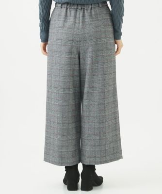 起毛チェックワイドストレートパンツ