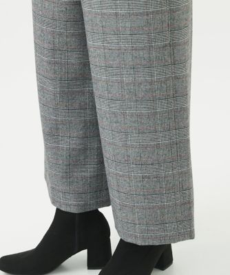 起毛チェックワイドストレートパンツ