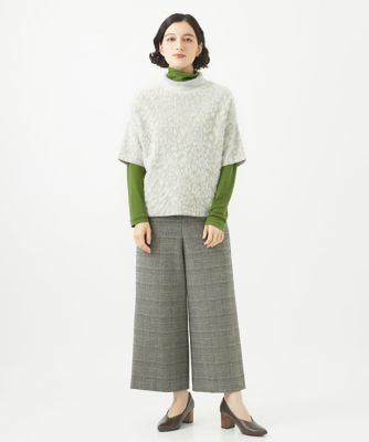 起毛チェックワイドストレートパンツ