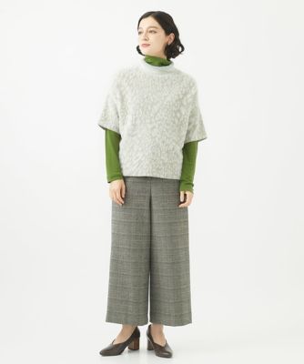 起毛チェックワイドストレートパンツ