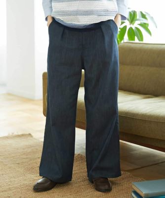 ＜GIANNI LO GIUDICE(Women/小さいサイズ)＞［セットアップ対応］デニムライクセミワイドパンツ