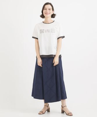 コットン無地チェックラップパンツ